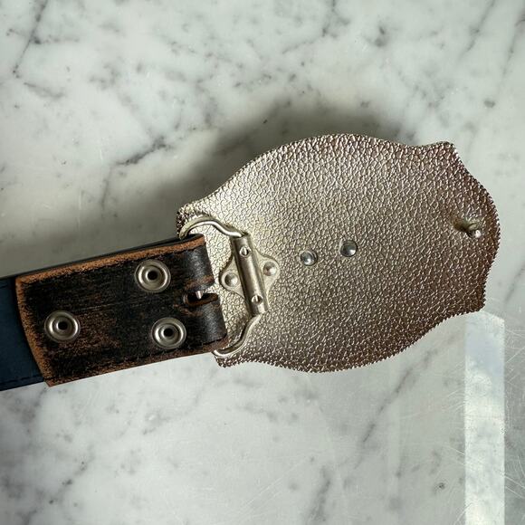 Longhorn Western Buckle Italian Vera Pelle Leather Belt XL 39-42 - Picture 7 of 10